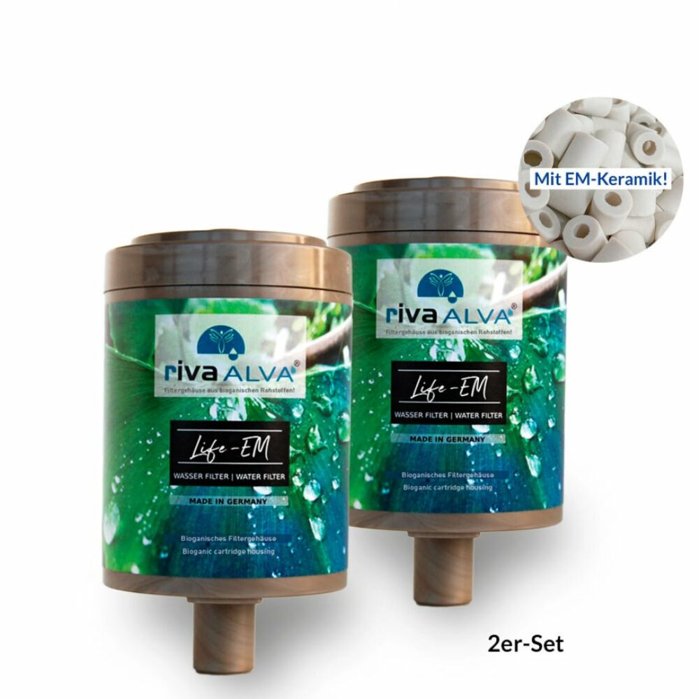2 Ersatzkartuschen für den Wasserfilter mit Blockaktivkohle und EM-Keramik rivaALVA Life EM