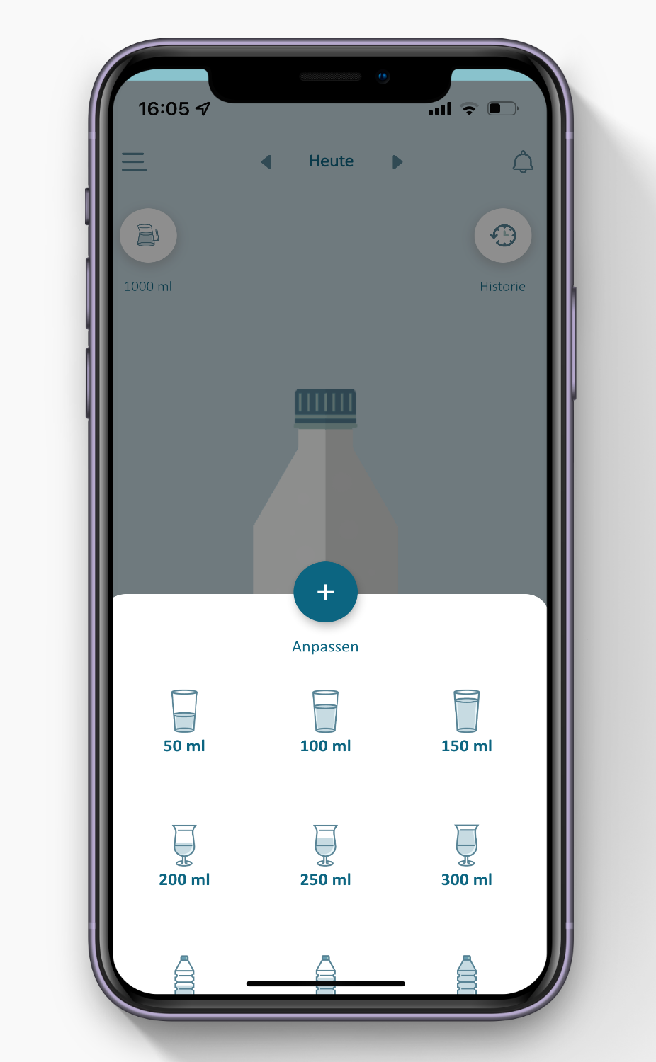 rivaAPP Einstellung Wasser Trinkmenge