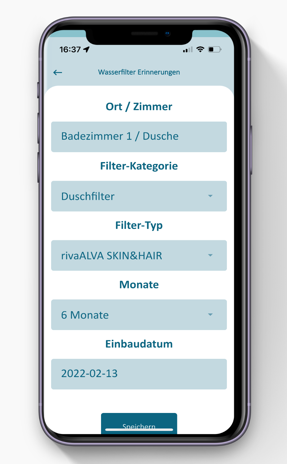 rivaAPP Wasserfilter verwalten