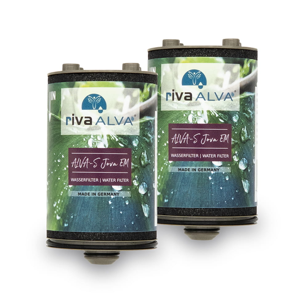 2 Ersatzkartuschen für den Wasserhahnfilter mit Blockaktivkohle, EM-Keramik und HighTech-Membran rivaALVA-S Jova EM