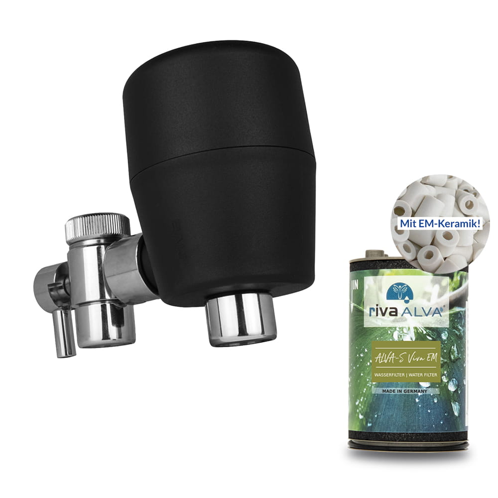 Wasserfilter für den Wasserhahn rivaALVA-S Viva EM mit Blockaktivkohle und EM-Keramik