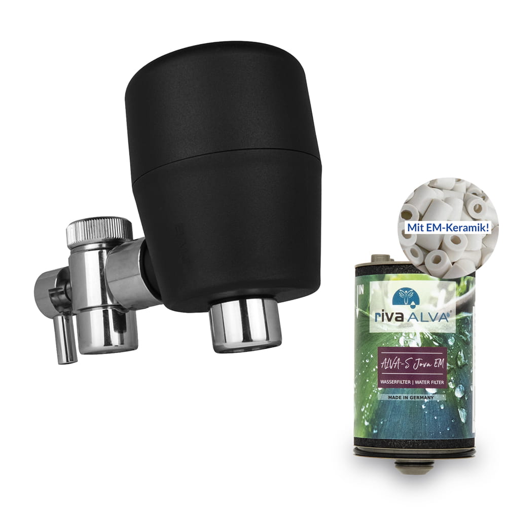 rivaALVA-S Jova EM Wasserfilter für den Wasserhahn mit Blockaktivkohle, EM-Keramik und HighTech-Membran (Viren- und Bakterienfilter)