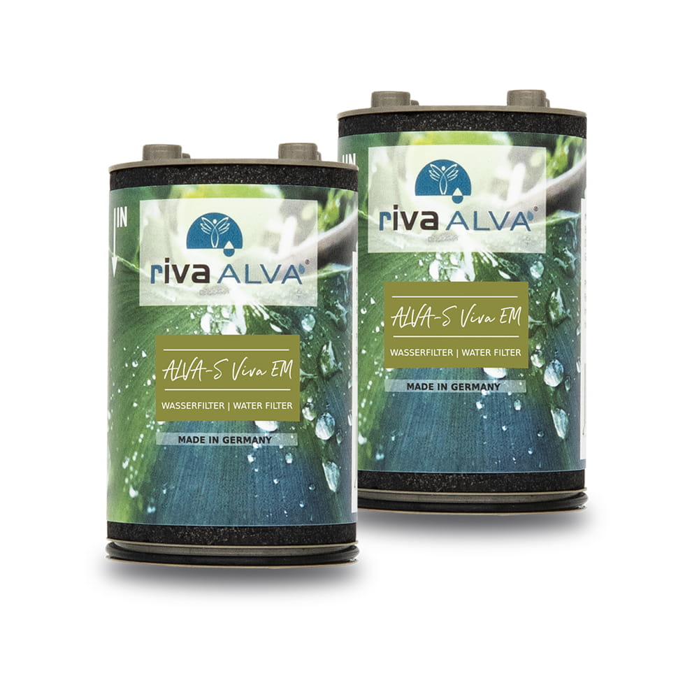 2 Ersatzkartuschen für den Wasserhahnfilter mit Blockaktivkohle und EM-Keramik rivaALVA-S Viva EM