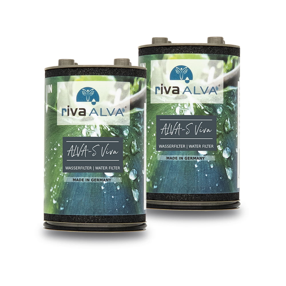 2 Ersatzkartuschen für den Wasserhahnfilter mit Blockaktivkohle rivaALVA-S Viva