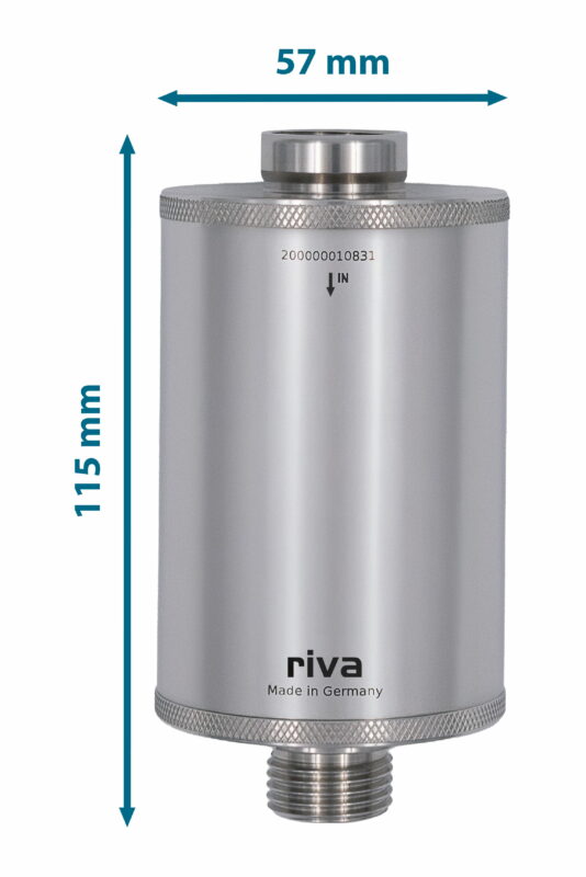 riva Wasserfilter 57mm x 115mm, Gehäuse aus Edelstahl mit 1/2 Zoll Gewindeanschluss, Made in Germany