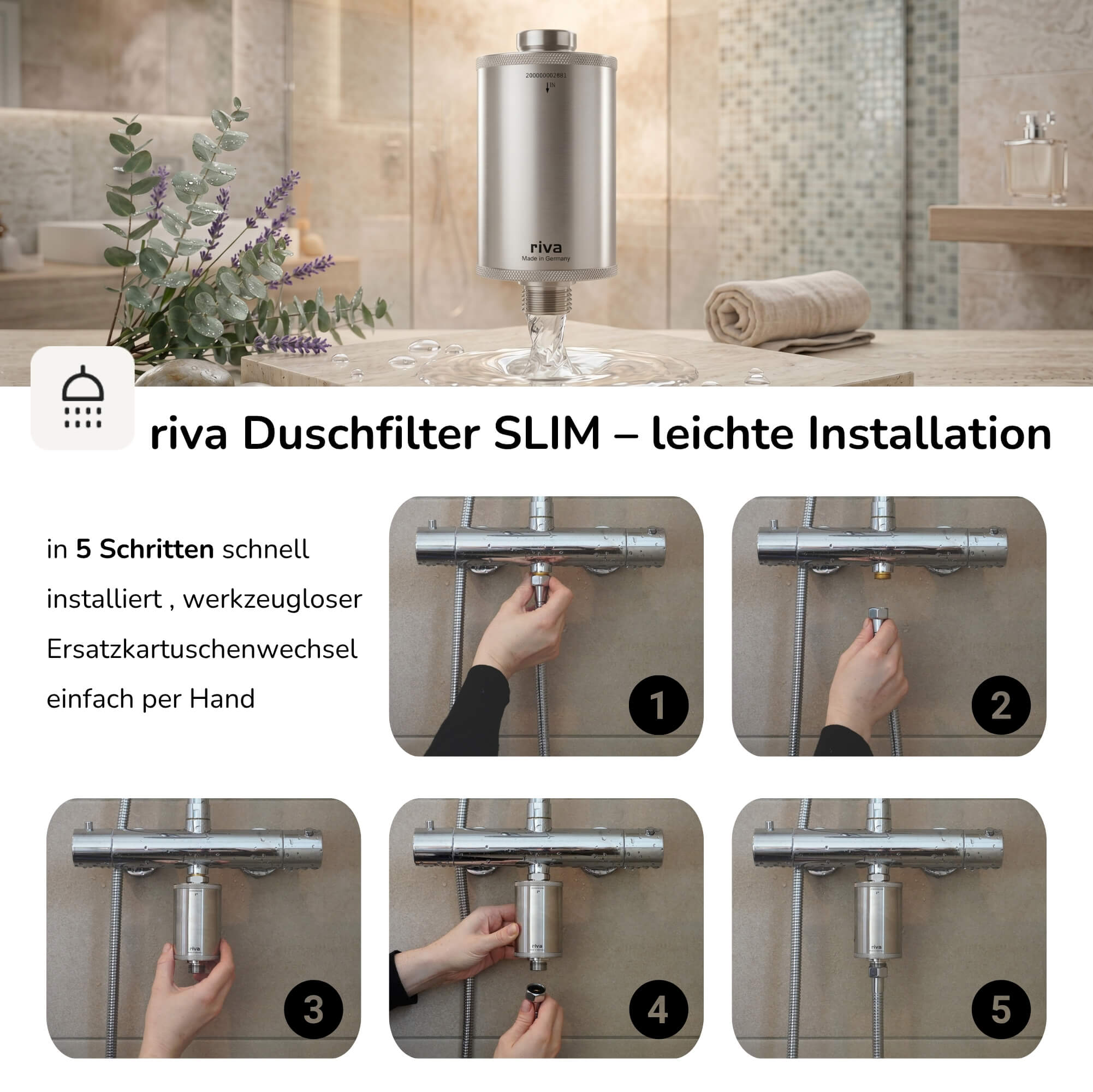 riva Duschfilter SLIM installieren anleitung