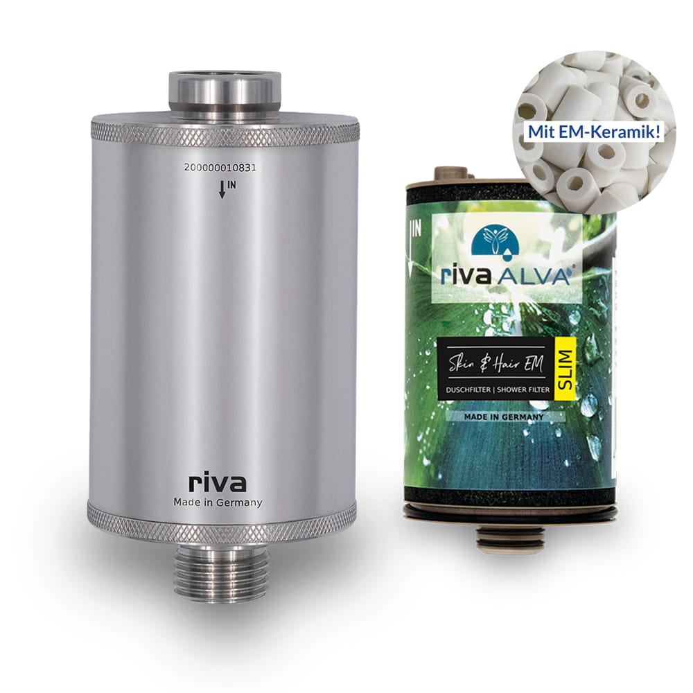 riva Duschfilter Skin & Hair EM aus Edelstahl mit EM-Keramik Kartusche